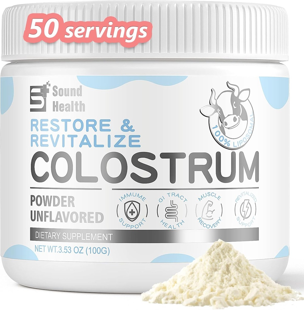 Colostrum Supplement Powder for Humans - Organic Bovine Colostrum Supplement for Gut Health, Hair Growth, Beauty - Unflavored (73 Servings)