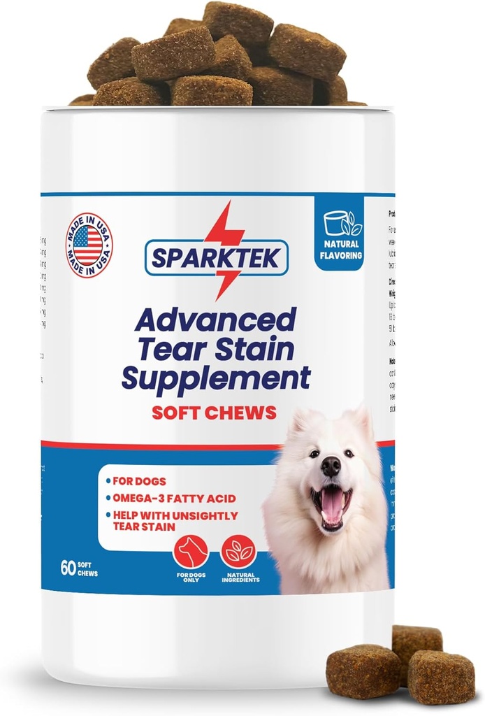 Tear Stain Soft chew Supports Dogs Eye Care Mejorado con Lutein Omega-6 Omega-3 Cranberry Extract Ayuda a eliminar las estainas de la pera Lubricates Eyes and Supports Immune System from Allergies