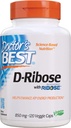 El mejor D-Ribose del médico, apoya la producción de energía ATP, no GMO, libre de gluten, libre de soja, vegano 120 Veggie Caps