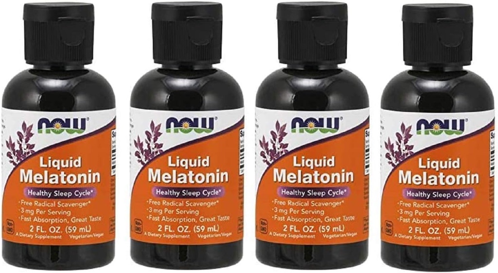 Melatonina líquida 3mg (Pack of 4) Ahora Alimentos 8 oz. (4 x 2 oz.) Liquid