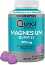 Gummies de magnesio qunol para adultos, 200 mg Magnesio Elemental (a partir de 1,750 mg Citrato de magnesio), Suplemento de magnesio de alta absorción, soporta Nerve, Bone y Muscle Health, Vegetariano, 90 Condes