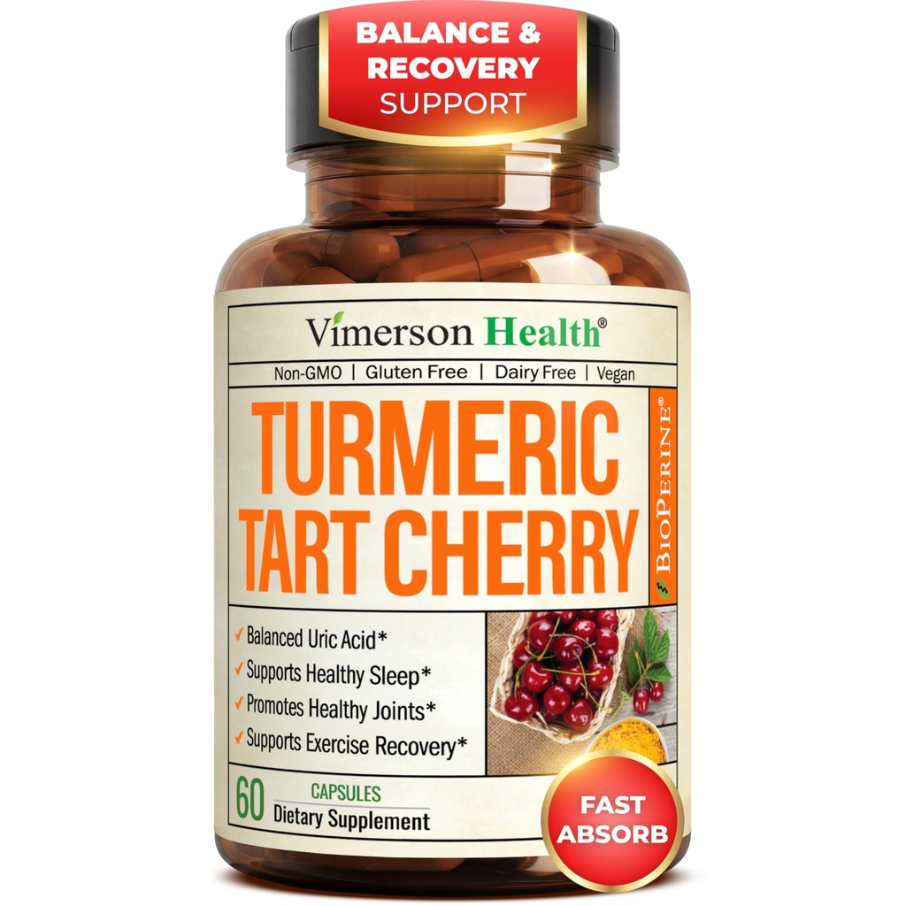 Suplemento de la Curcumina Turmérica con 10:1 Extracto de la Cereza Tart " Celery Seed Extract - Natural Uric Acid Balance, Joint Health & Sleep Aid - Curcumin Turmérico con Pepper Negro.