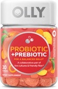 OLLY Probiotic + Prebiotic Gummy, Digestive Support and Gut Health, 500 Million CFUs, Fiber, Adult Chewable Suplemento para Hombres y Mujeres, Peach, 30 Day Supply - 30 Count