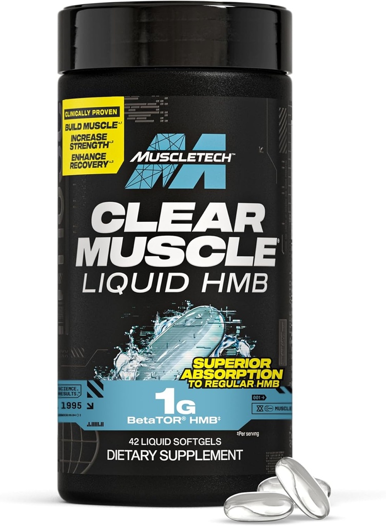Muscletech HMB Suplementos 1000mg, músculo claro (42 Softgels líquidos) - HMB de grado más alto para músculo magro &amp; recuperación-HMB libre ácido musculo suplemento-ayuda Disminución muscular - Embalaje mayo Vary