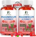 (2 Pack Sugar Gratuito Magnesio Glycinate Gummies, 500 mg Magnesium Glycinate con 200 mg Magnesium Malate, Taurate, Oxide, COQ10, Vitamina B6 y D3, Sleep &amp; Calm Support, 120 Raspberry Gummies