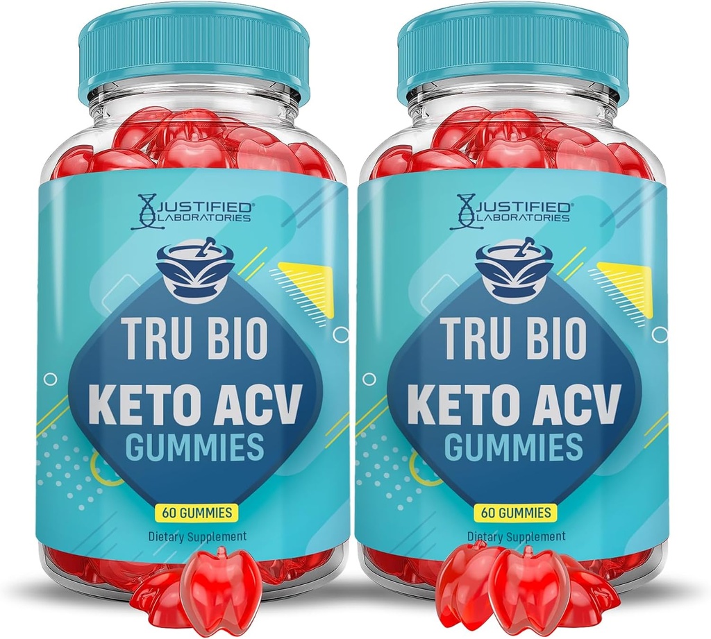 (2 Pack) Tru Bio Keto ACV Gummies Advanced Fórmula 1000MG TruiBIo Keto Gummies Apple Sider Vinegar Formulado con Pomegranate Beet Juice Powder B12 Vegan Non GMO 120 Gummys