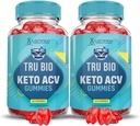 (2 Pack) Tru Bio Keto ACV Gummies Advanced Fórmula 1000MG TruiBIo Keto Gummies Apple Sider Vinegar Formulado con Pomegranate Beet Juice Powder B12 Vegan Non GMO 120 Gummys