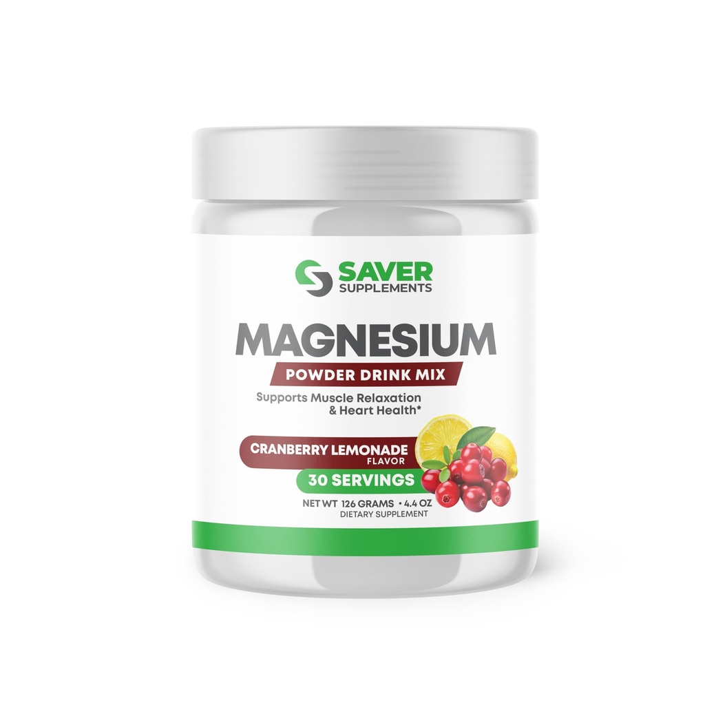Polvo de magnesio - Mezcla de bebidas antiestrés para la calma y la regularidad - Suplemento de citrato de magnesio - Relajación, Muscle &amp; Heart Support - Cranberry Lemonade Flavor - 30 Servimientos