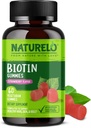 NATURELO Biotin Gummies - Soportes Pelo sano, Esquía & uñas - Alta potencia 2500 mcg - No GMO, Gluten Gratis - 60 Gummies