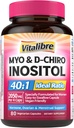 Suplemento de Inositol, Myo-Inositol " D-Chiro Inositol Fertilidad Suplementos para Mujeres, 40:1 Relación ideal, Equilibrio hormonal y Apoyo Ovárico, 80 cápsulas Vegan