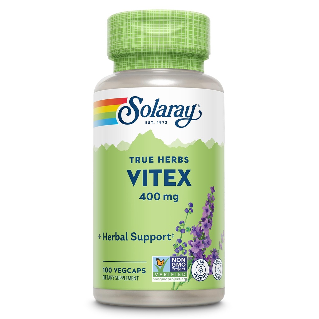 SOLARAY Vitex Berry 400mg | Womens Healthy Hormone Balance Formula | Menstruation & Menopause Support, 100ct