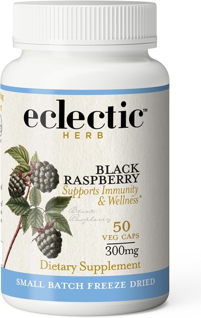 ECLECTIC INSTITUTE Raw Fresh Freeze-Dried Non-GMO Black Raspberry ← Nutrient Dense " Anthocyanin-Rich ANTE 50 CT (300 mg)