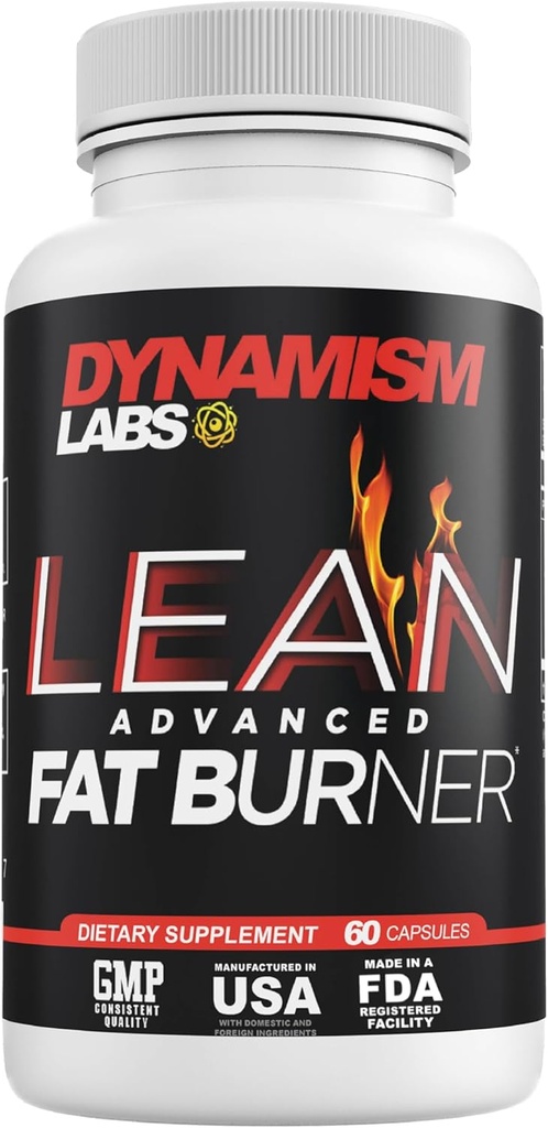 Dynamism Labs Lean Advanced Fat Burner ← Garcinia Cambogia Extract, Green Tea Extract, Raspberry Ketone ← Made in USA (60 Tablets)
