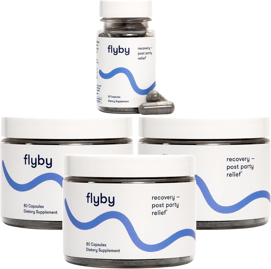 Flyby Recovery Supplement - All The Hang, Without The Over!™ - with Milk Thistle, Vitamin C, Activated Charcoal, and Apple Cider Vinegar - Pre & Post Drinking Formula
