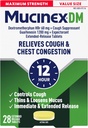 Mucinex Cough Suppressant and Expectorant, DM Maximum Strength 12 Hour Tablets, 28ct, 1200 mg Guaifenesin, Reslieve Chest Congestion, Quiets Wet and Dry Cough, #1 Doctor Recommended OTC Expectorant