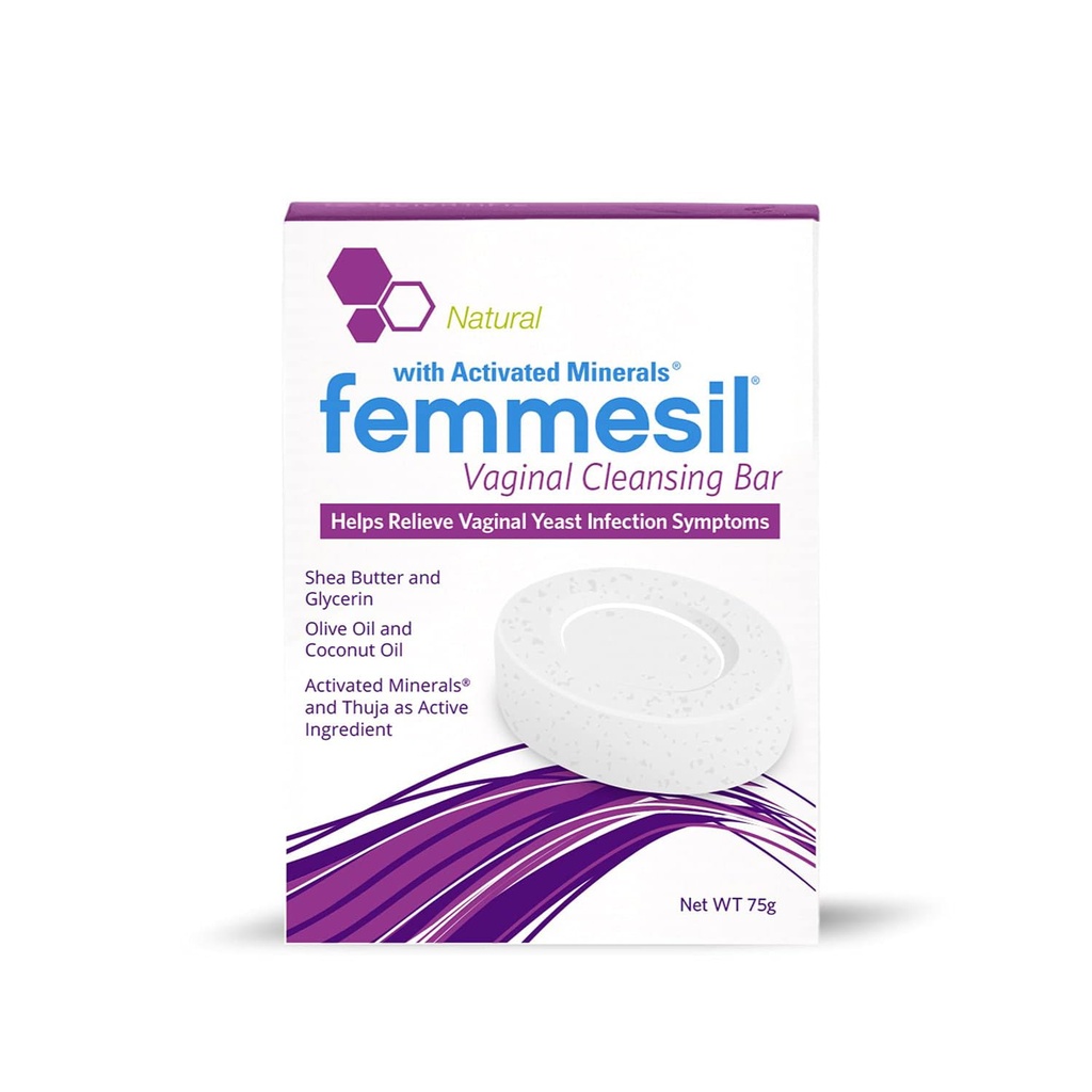 Femmesil Vaginal Antifungal Soap for Yeast Infection Relief for Women, Vaginal Itch & Irritation, Dermatologist Tested " Hypoallergenic Approved. All-Natural Vagina Soap Bar (75gm)