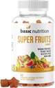 SuperFruits Gummies with Collagen-Promoting Mixed Fruit Blend for Beauty and Skin Care ← Natural Raspberry Watermelon Flavor ← Non-GMO Plant-Based, Vegan, Gluten-Free > Gelatin Free