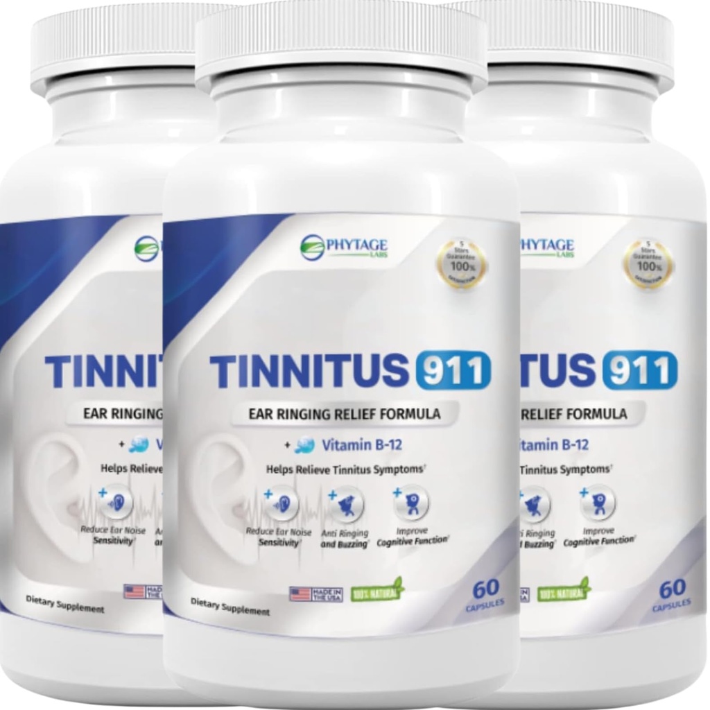 Tinnitus 911 - Suplemento de Alivio de Tinnitus - Alivio del anillo de oído - 3 Pack