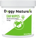 Limpiador de oídos con Aloe y Eucalyptus (100 Conde) - Limpiador de dientes para perros (Made in U.S.A) (100ct Wipes con Aloe &amp; Eucalyptus)