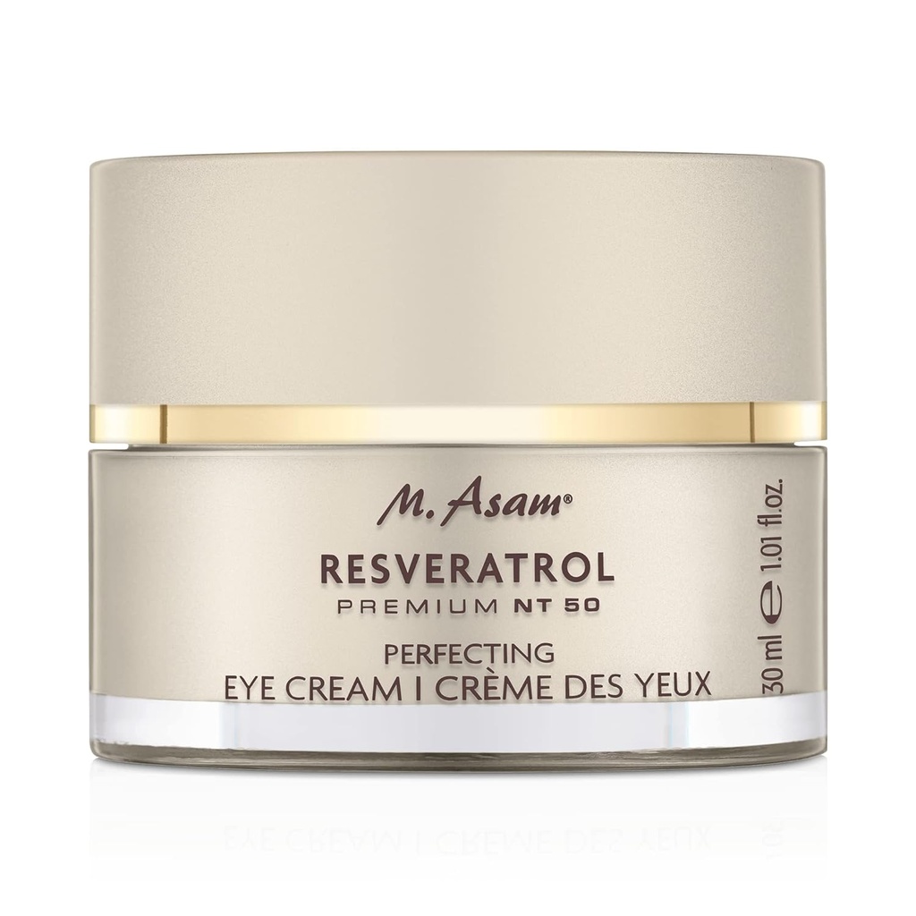 M. Asam Resveratrol Premium NT50 Perfecting Eye Cream – Anti-aging bajo la crema de ojos con resveratrol & ácido hialurónico para arrugas suaves &amp; líneas finas, fórmula vegana, 1.01 Fl Oz