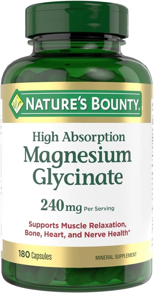 Naturalezas Bounty Magnesium Glycinate Botella grande / 180 Capsules 240 mg