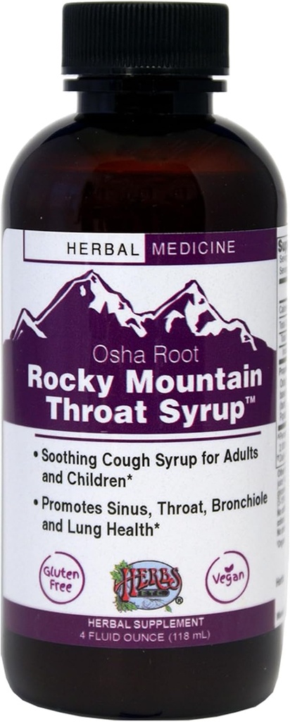 Herbs Etc. Rocky Mountain Throat Syrup - Supports Throat Wellness - Soothing Lung Health Support - Supports Sinus, Throat, Bronchiole &amp; Lung Health - Gluten-Free &amp; Vegan - 4 fl oz