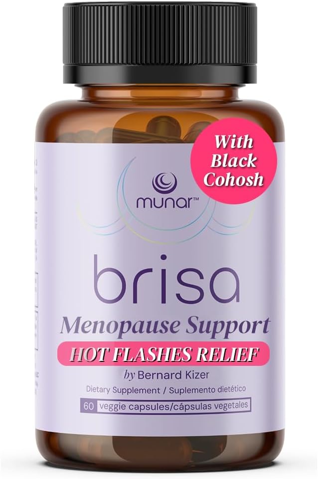 Munar Brisa Menopause Support – Hormonal Balance for Women with Milk Thistle, Vitex, Black Cohosh y Rhubarb. Reduce Flashes calientes, Boosts Energy, Liver Detox – 30-Day Supply (60 cápsulas)