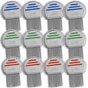 Lice Comb - (Pack of 12) Tratamiento de ratones de cabeza que es individualmente empaquetado de acero inoxidable profesional y Nit Combs elimina los huevos con consejos redondeados para el confort