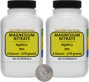 Nitrato de magnesio [Mg(NO3) 2] 99% Powder de Grado de Alimentos de la USP 12 Oz en dos botellas