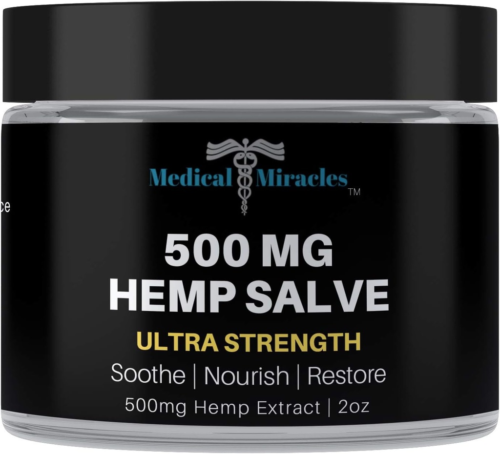 Milagros Médicos cáñamo 500 Mg Ultra Strength Healing Salve Ideal para HIPS, articulaciones, cuello, espalda, codos, remolques, manos y rodillas hechos en EE.UU.