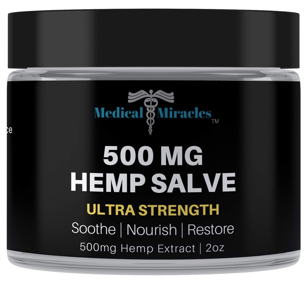 Milagros Médicos cáñamo 500 Mg Ultra Strength Healing Salve Ideal para HIPS, articulaciones, cuello, espalda, codos, remolques, manos y rodillas hechos en EE.UU.