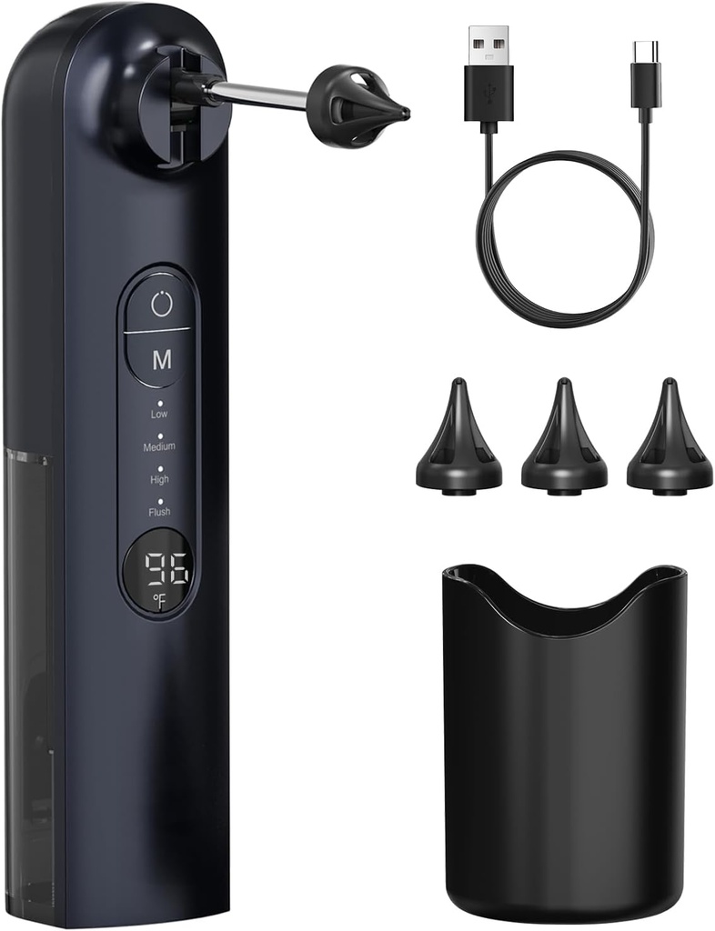 Eliminación de cera de oído, limpiador de oído, kit de eliminación de cera de oído seguro, sistema de riego de 4 modos, kit de limpieza de oídos - IPX7 impermeable (Blue)