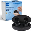Medline Rechargeable OTC Hearing Aids, Black, in-The-Ear, 4 Environmental Settings, Water Resistant, Adjustable Volume, Mild to Moderate Hearing Loss, Noise Reduction, Earbud Hearing Aids