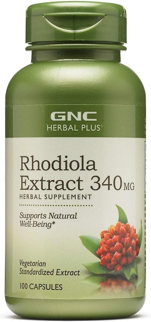 GNC Herbal Plus Rhodiola Extracto 340mg, 100 cápsulas, soporta el bienestar natural