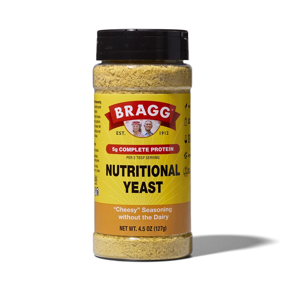 Temporada de Levadura Nutricional Bragg - 4.5 oz - Sustituto de Queso Parmesano Libre - Perfecto para ensaladas, pastas, verduras y más