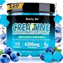 Cretina Monohydrate Gummies,6200mg para Hombres &amp; Mujeres, Creatina Chewable para el crecimiento del músculo mejorado, fuerza y recuperación, Sugar gratis Pre-Workout Suplemento,120 Cuenta,Blueberry Flavor