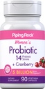 Piping Rock Probiótico con Arándano para Mujeres Silencioso 90 Capsules Silencio 14 Strains Probióticos Silencio Vegetariano, No-GMO, Gluten Suplemento Libre