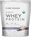Dr. Mercola Pure Power Organic Whey Protein - 20 g Protein - Apoya el Crecimiento del Musculo & Energy - Grass-Fed Whey Concentrate - 15 Servings (20.60 oz) - Vanilla