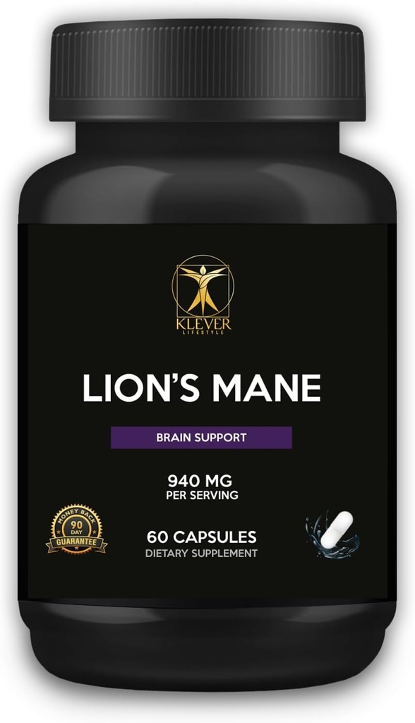 Klever Lifestyle ← Mane Mushroom de León Suplemento Silencio Memoria/Focus Enhancer Silencio 60 Capsules  940mg per Serving