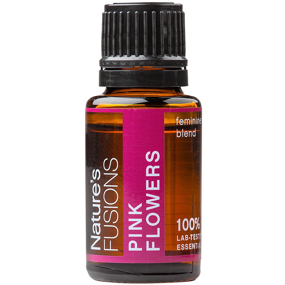 Fusiones de la naturaleza Flores rosas, 100% Licuado de aceite esencial puro y natural para aromaterapia y uso tópico, 5 Fl Oz (Pack of 1) (15 mL)