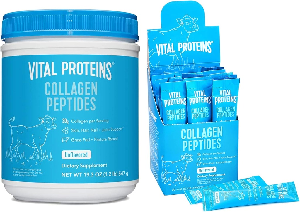 Proteínas Vital Collagen Peptides Polvo Desarrollado 19.3 OZ + 20 Conde Stick Pack