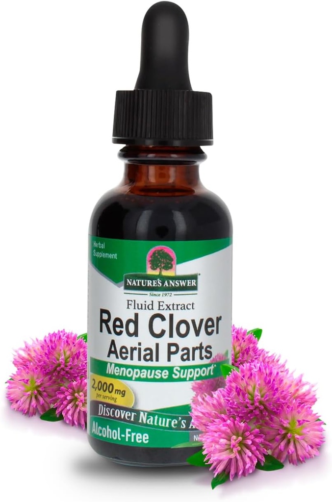 Respuesta de la naturaleza Red Clover Extracto Suplemento Alcohol Gratis 1 Oz ( Pack de 4 ) Silencio Natural Mood Soporte Silencio Hormona Balance para Mujeres