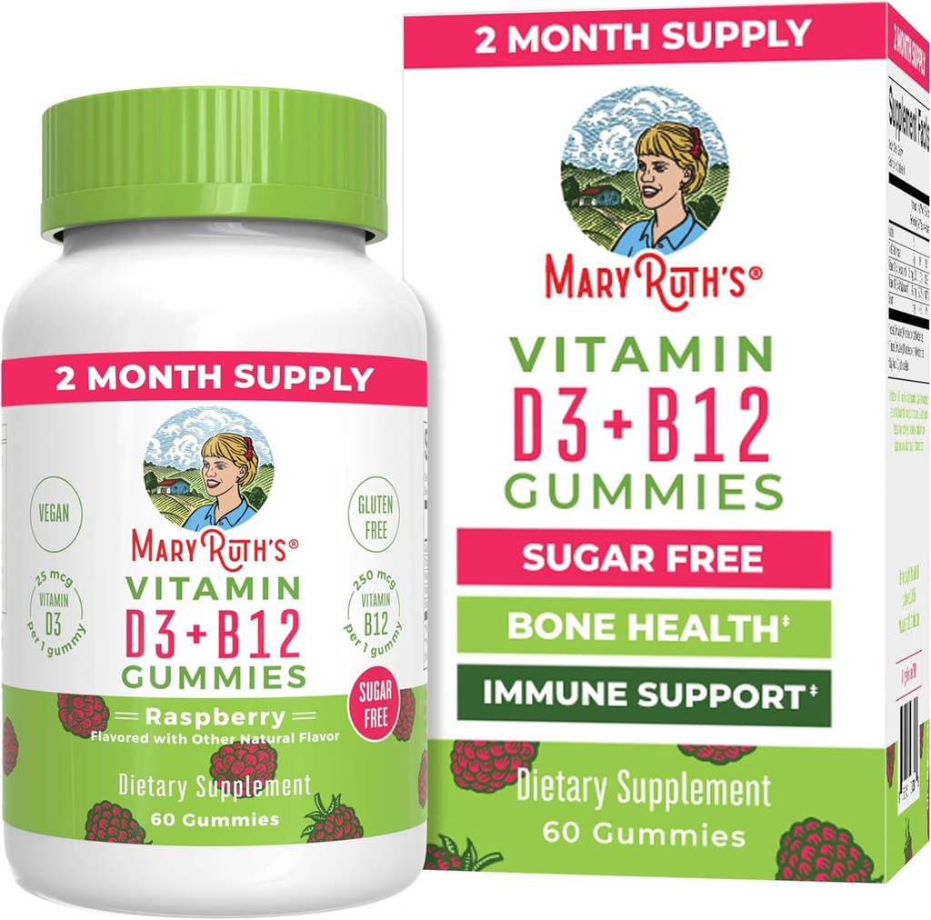 MaryRuth Orgánicas Azúcar Libre TENIDO 2 Mes de Abastecimiento TENIDO Vitamina D &amp; B12 Suplementos de Vitamina para Adultos &amp; Niños TENIDO Bone Health ANTERIOR Immune Apoyo TEN Vegan ANTE NO-GMO ANTE 60 Servimientos