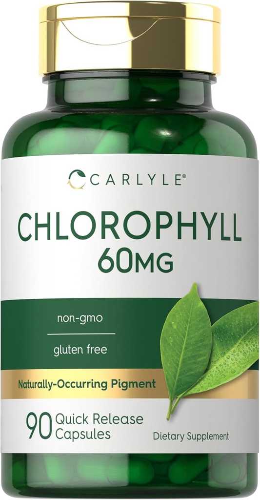 Carlyle Chlorophyll Pills ← 90 Capsules  durable Naturally Occurring Pigment ← Chlorophyll Concentrate Supplement ← Non-GMO, Gluten Free Complex