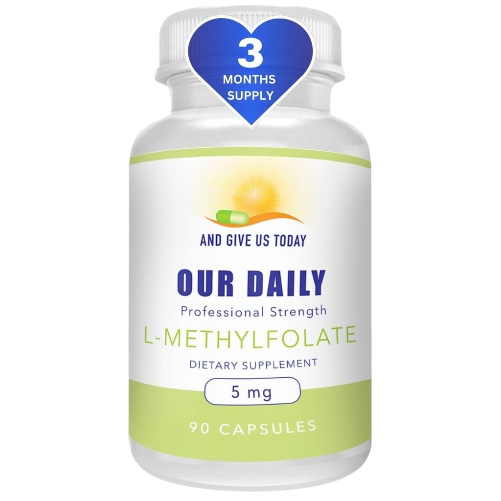 Our Daily Vites L-Methylfolate 5mg/5000mcg – Active 5-MTHF Folate Supplement – High Potency Methyl Folate – Supports Energy & Overall Wellness – Vegan, Non-GMO Capsules – 90 Servings
