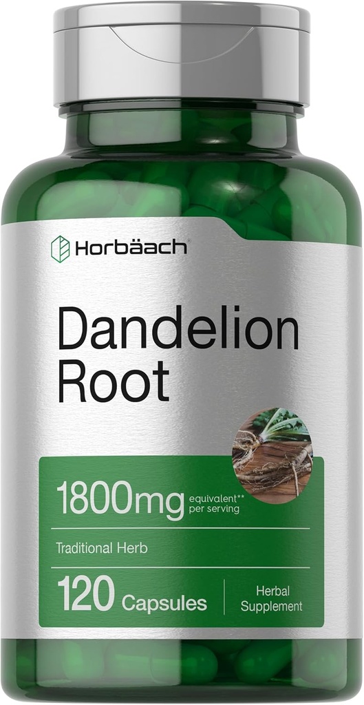 Horbäach Dandelion Root Suplemento 1800mg  120 Capsules ← Non-GMO, Gluten Free