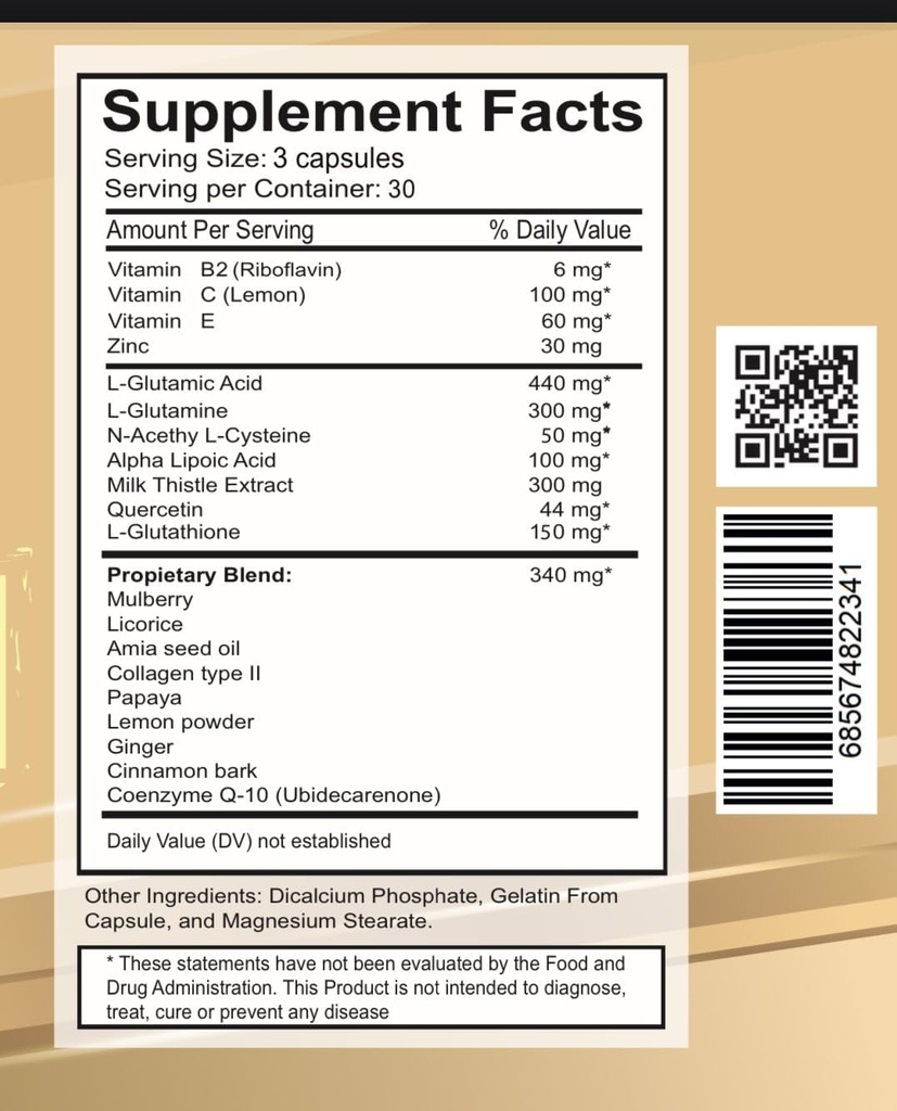 VITAMISAN Glutathione Liposomal, NAC, Milk Thistle, Collagen, Total, 90 Capsules, Made in USA, Fresh