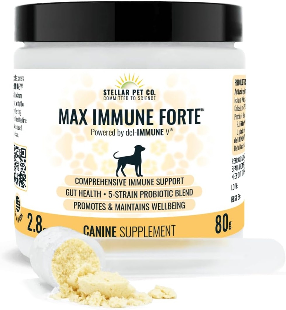 Stellar Biotics for Pets - Max Immune ForteTM for Dogs (Powered by del-Immune V) - Proporciona soporte integral para inmunes ¦ mejora la digestión y mantiene el bienestar del perro