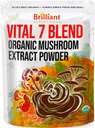 Ellie's Best 7 Mushroom Powder Extract Blend Supplement Organic 114 Servings High Potency Double Extracted Cordyceps, Reishi, Turquía Tail, Chaga, Lion's Mane - 4oz