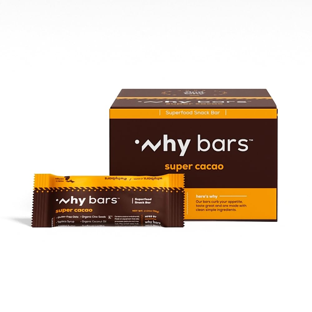 Protein Bars, Super Cacao, 2.04 Ounce Bars (Pack of 12 Protein Bars) - Protein Bar Superfood, Gluten Free, Non GMO, Organic, Vegan, Simple Ingredients